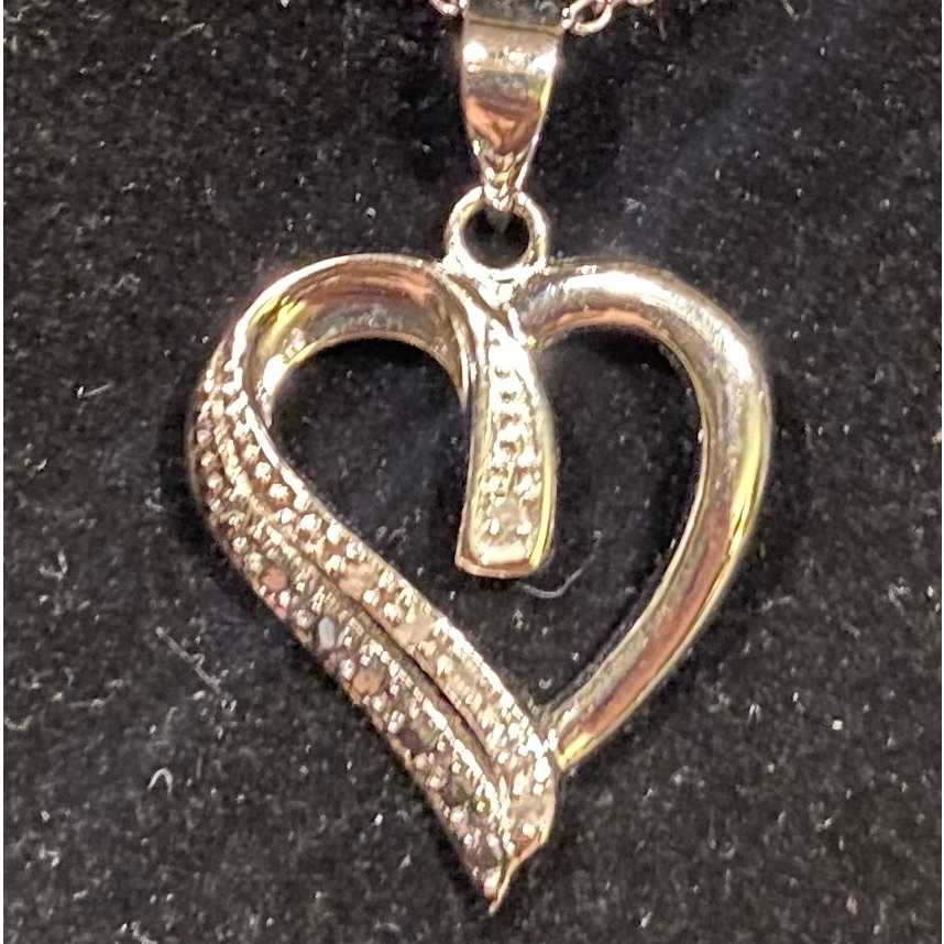 Diamond Heart Pendant And 18 Silver Chain